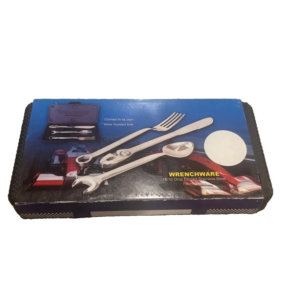 WRENCHWARE – LARGE 3-piece Silverware Set Tool Fork, Knife and Spoon Boxed